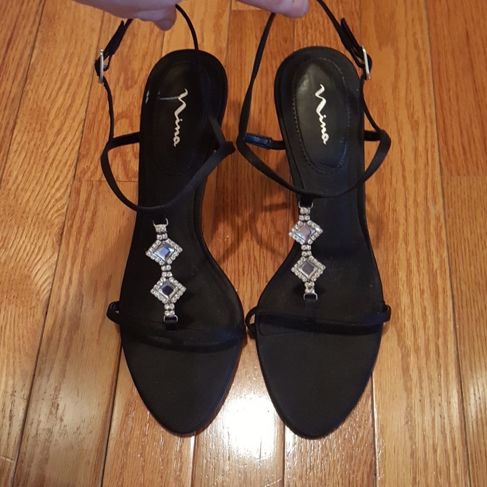 Nina strappy heels with Crystal front